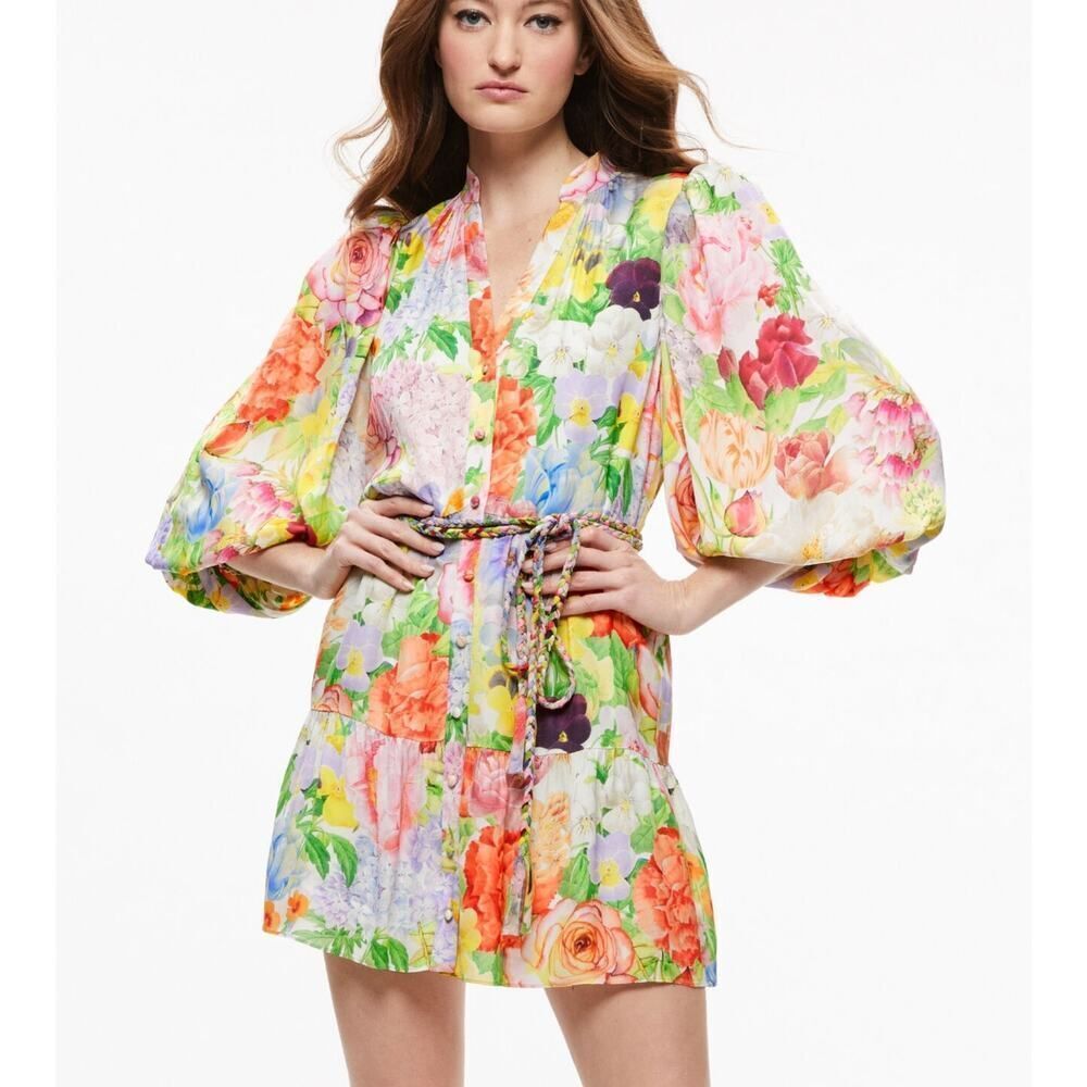 Alice + Olivia Antonette Long-Sleeve Button-Front Mini Dress – Women’s Size 10 - Picture 2 of 11